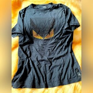Fendi Monster swarovski crystal embroidered logo tshirt Sz 52 black Large